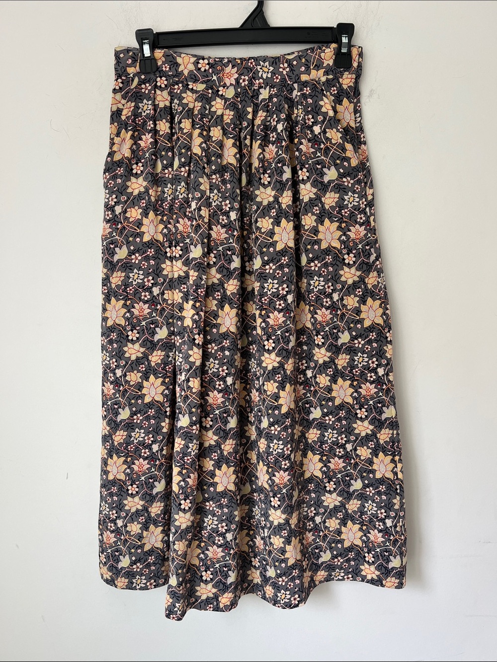 Alcott & Andrews 100% Silk Floral Midi Skirt 10 Cottagecore Prairie +